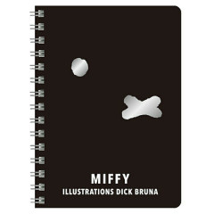 Japan Miffy A6 Ring Notebook - Silver Foil Black Face