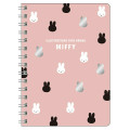 Japan Miffy A6 Ring Notebook - Miffy / Silver Foil Pink Face - 1