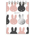 Japan Miffy A7 Ring Memo - Silver Foil Pink Face - 1