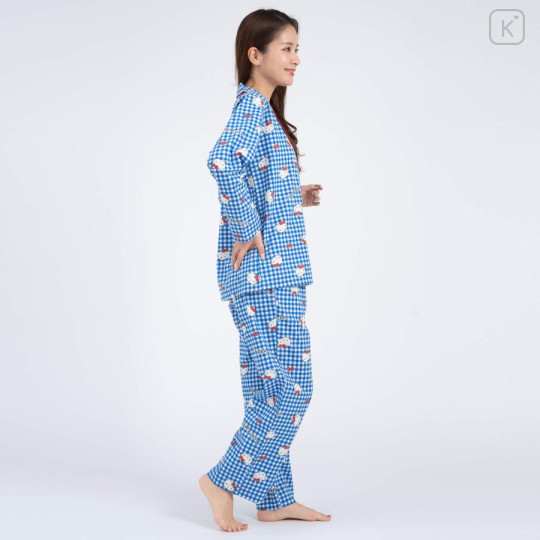 Japan Sanrio Gingham Shirt Pajamas (M) - Hello Kitty / Blue - 6