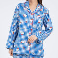 Japan Sanrio Gingham Shirt Pajamas (L) - Hello Kitty / Blue - 2