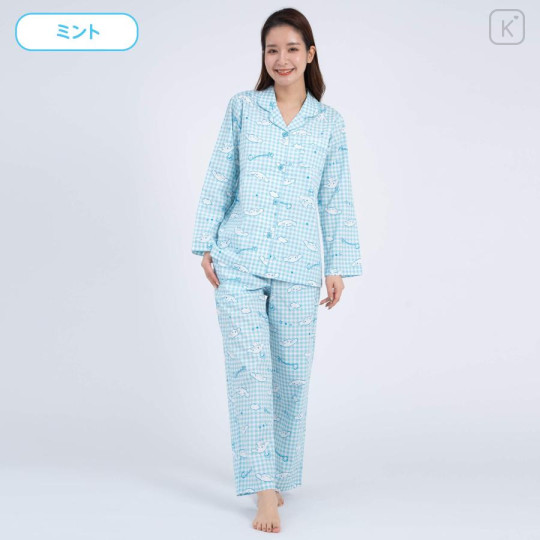 Japan Sanrio Gingham Shirt Pajamas (M) - Cinnamoroll / Mint - 1