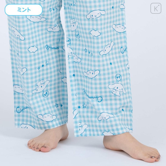 Japan Sanrio Gingham Shirt Pajamas (M) - Cinnamoroll / Mint - 3