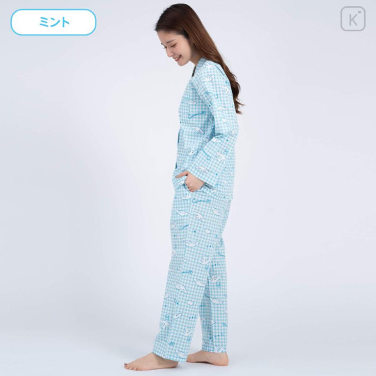 Japan Sanrio Gingham Shirt Pajamas (M) - Cinnamoroll / Mint - 4