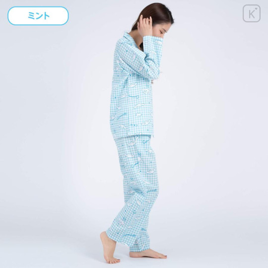 Japan Sanrio Gingham Shirt Pajamas (M) - Cinnamoroll / Mint - 6