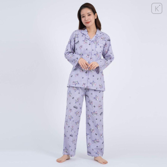 Japan Sanrio Gingham Shirt Pajamas (M) - Kuromi / Purple - 1