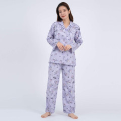 Japan Sanrio Gingham Shirt Pajamas (M) - Kuromi / Purple