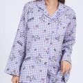 Japan Sanrio Gingham Shirt Pajamas (M) - Kuromi / Purple - 2