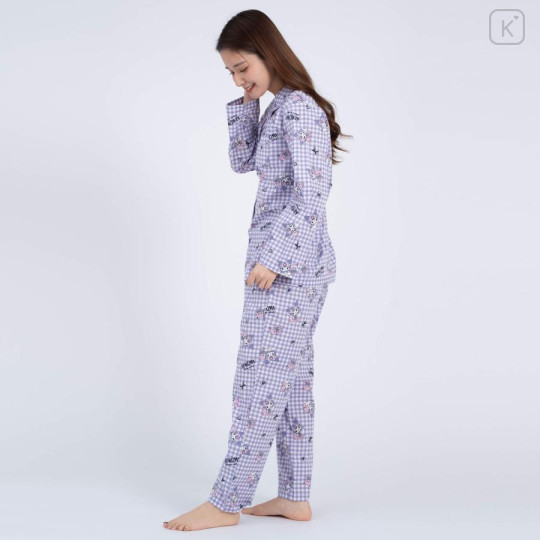 Japan Sanrio Gingham Shirt Pajamas (M) - Kuromi / Purple - 4