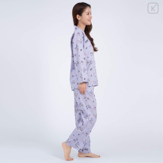 Japan Sanrio Gingham Shirt Pajamas (M) - Kuromi / Purple - 6