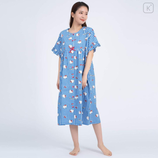 Japan Sanrio Gingham Dress - Hello Kitty / Blue - 1