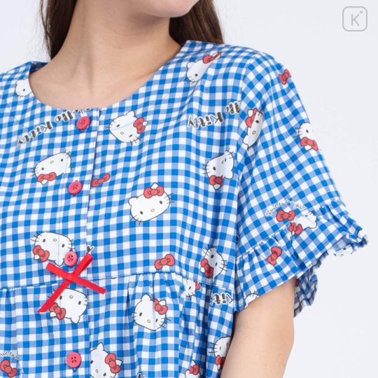 Japan Sanrio Gingham Dress - Hello Kitty / Blue - 3