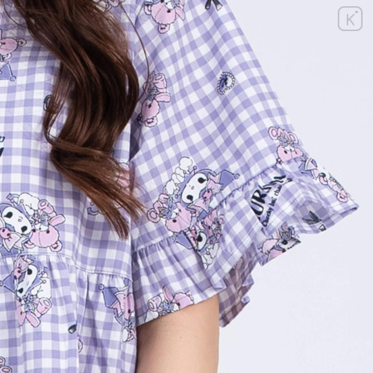 Japan Sanrio Gingham Dress - Kuromi / Purple - 3