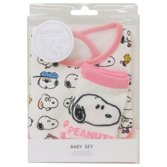 Japan Peanuts Bib & Socks Set - Snoopy / Brothers Pink