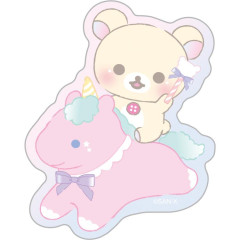 Japan San-X UV Coating Waterproof Sticker - Korilakkuma / Sky Curly Cotton Candy A