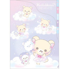 Japan San-X 5 Pockets A4 Index Holder - Rilakkuma / Sky Curly Cotton Candy B