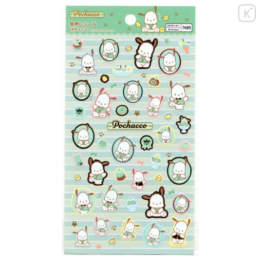 Japan Sanrio Gold Accent Sticker - Pochacco / Dessert Green - 1