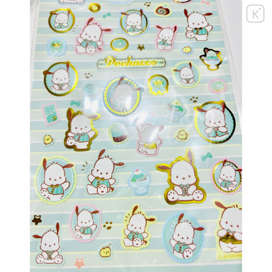 Japan Sanrio Gold Accent Sticker - Pochacco / Dessert Green - 2