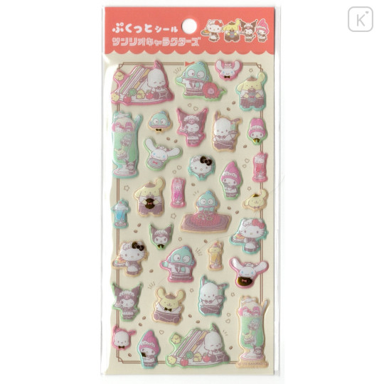 Japan Sanrio Bubble Sticker - Retro Cafe / Gold Foil - 1