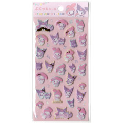 Japan Sanrio Bubble Sticker - Kuromi & My Melody / Gold Foil