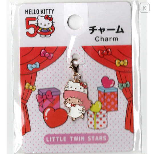 Japan Sanrio Metal Charm - Little Twin Stars Lala / Hello Kitty 50th Anniversary - 1