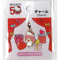 Japan Sanrio Metal Charm - Little Twin Stars Lala / Hello Kitty 50th Anniversary