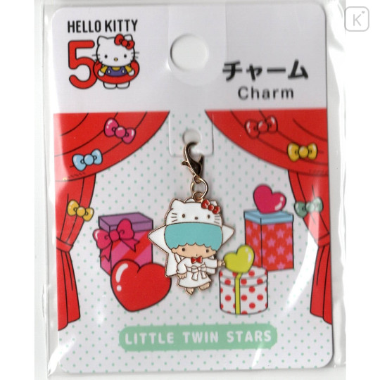 Japan Sanrio Metal Charm - Little Twin Stars Kiki / Hello Kitty 50th Anniversary - 1