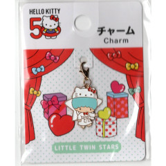 Japan Sanrio Metal Charm - Little Twin Stars Kiki / Hello Kitty 50th Anniversary