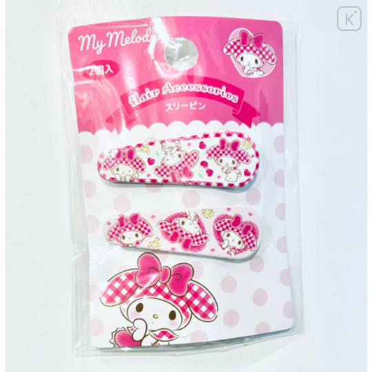 Japan Sanrio Hair Clip Set - My Melody / Pink Gingham - 1