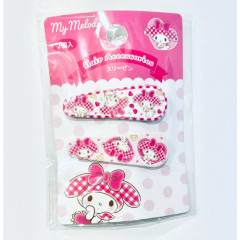 Japan Sanrio Hair Clip Set - My Melody / Pink Gingham