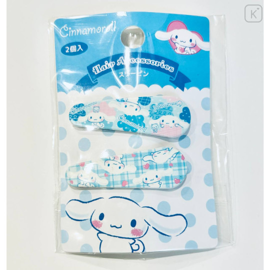 Japan Sanrio Hair Clip Set - Cinnamoroll / Blue Gingham - 1