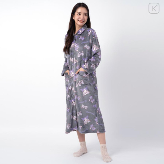 Japan Sanrio One Piece Dress Pajamas - Kuromi / Gray - 1