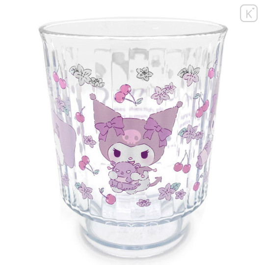 Japan Sanrio Clear Plastic Tumbler - Kuromi / Baku Cherry - 1