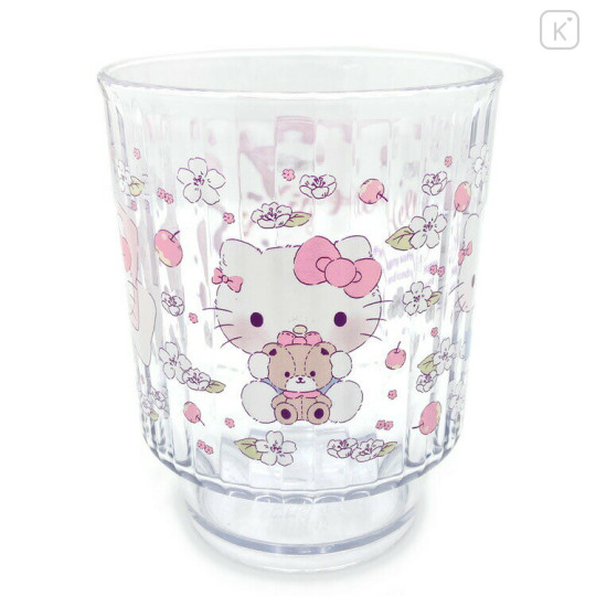 Japan Sanrio Clear Plastic Tumbler - Hello Kitty / Tiny Chum Apple - 1