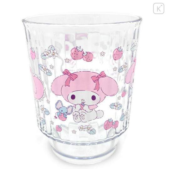 Japan Sanrio Clear Plastic Tumbler - My Melody / Strawberry - 1