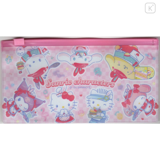 Japan Sanrio Clear Zipper Case - Characters Cafe Pink - 1