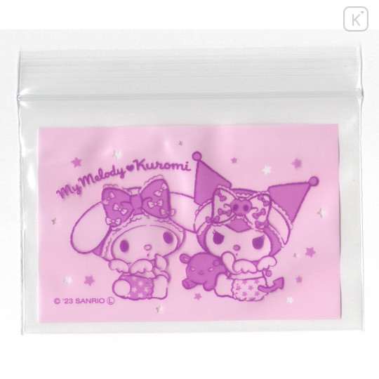 Japan Sanrio B8 Zip Bag Set - Kuromi & My Melody / Good Night - 1