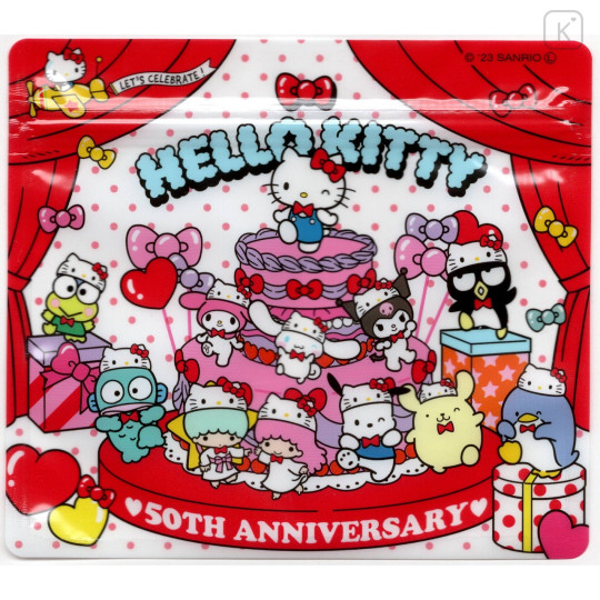 Japan Sanrio B7 Zip Bag Set - Hello Kitty 50th Anniversary Characters Cake - 1