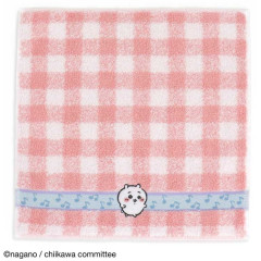 Japan Chiikawa Mini Towel Jacquard Handkerchief - Chiikawa / Pink Gingham