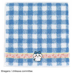 Japan Chiikawa Mini Towel Jacquard Handkerchief - Hachiware / Navy Gingham