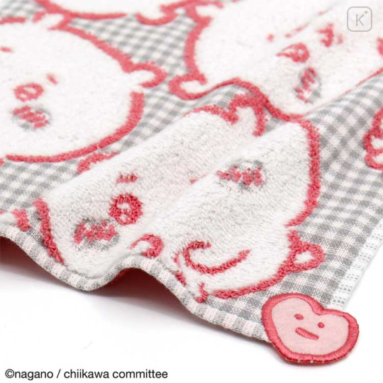 Japan Chiikawa Mini Towel Jacquard Handkerchief - Chiikawa / Shy Grey Pink - 2