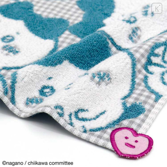 Japan Chiikawa Mini Towel Jacquard Handkerchief - Hachiware / Shy Grey Blue - 2