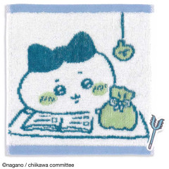 Japan Chiikawa Mini Towel Handkerchief - Hachiware / Reading Blue