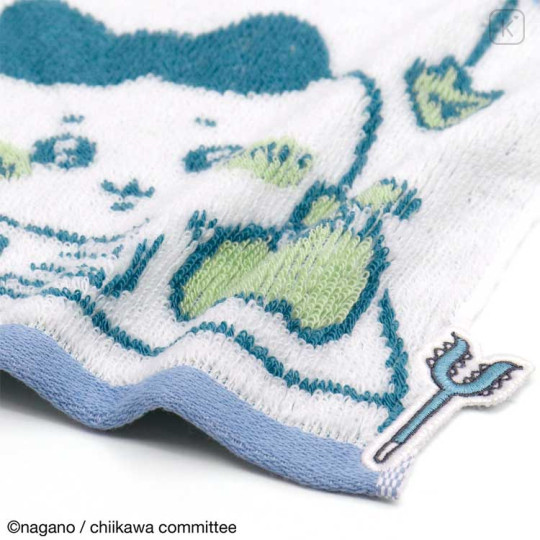 Japan Chiikawa Mini Towel Handkerchief - Hachiware / Reading Blue - 2