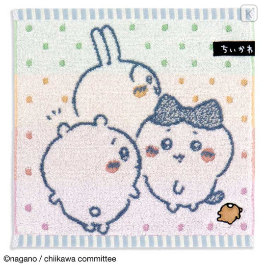 Japan Chiikawa Mini Towel Handkerchief - Chiikawa & Hachiware & Usagi / Hang Out Blue - 1