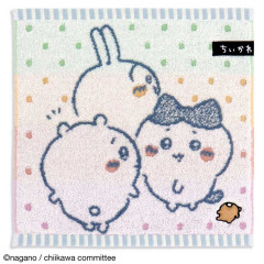 Japan Chiikawa Mini Towel Handkerchief - Chiikawa & Hachiware & Usagi / Hang Out Blue