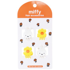 Japan Miffy Mini Hair Clip 4pcs - Miffy & Yellow Flower