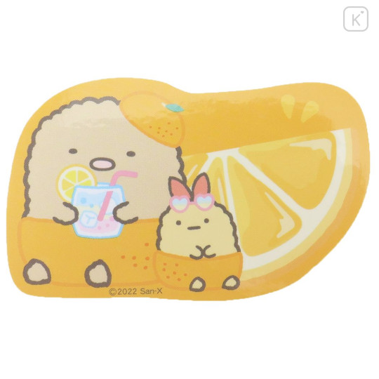 Japan San-X Vinyl Sticker - Sumikko Gurashi : Fruit Vacation Tonkatsu Fried Pork & Ebifurai no Shippo Orange - 1