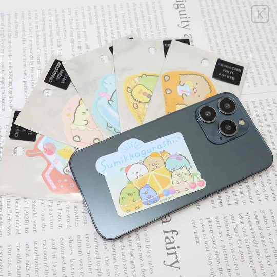 Japan San-X Vinyl Sticker - Sumikko Gurashi : Fruit Vacation Tonkatsu Fried Pork & Ebifurai no Shippo Orange - 2