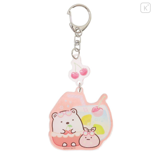 Japan San-X Acrylic Keychain - Sumikko Gurashi / Fruit Vacation Shirokuma & Furoshiki - 1